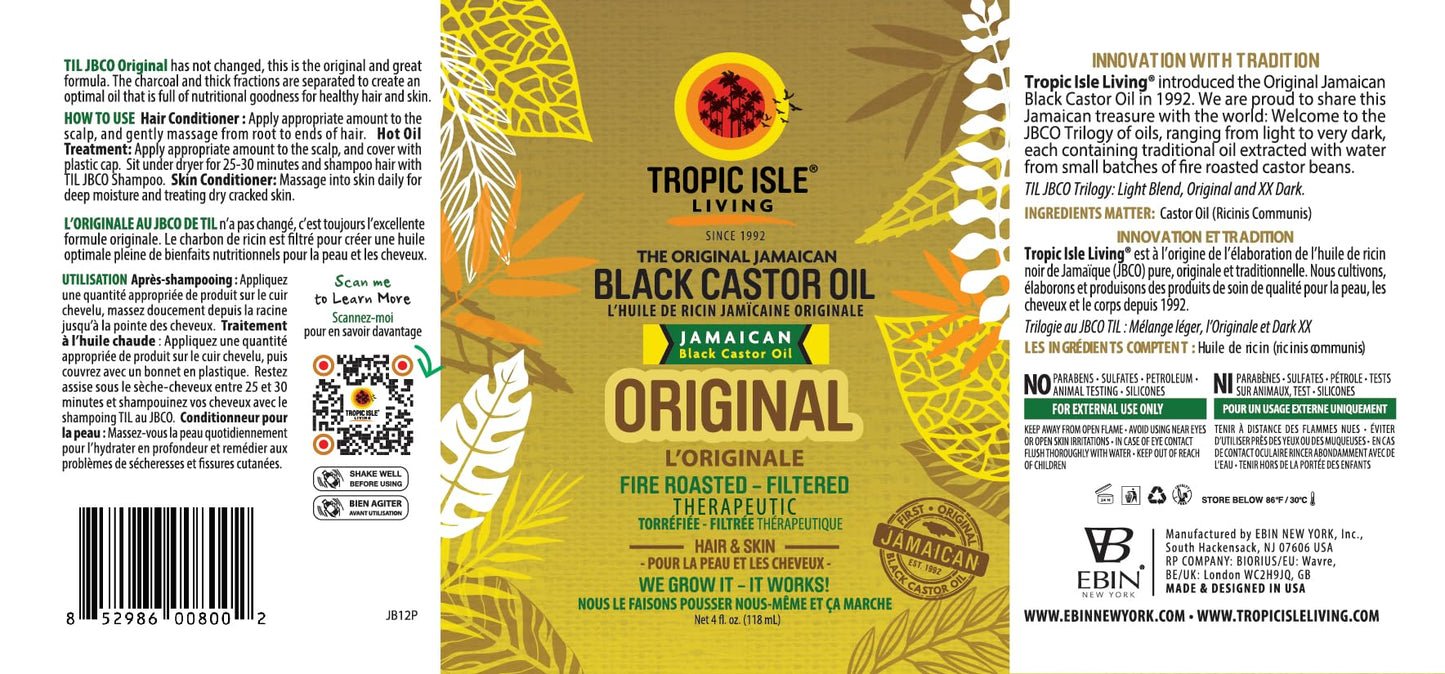 Tropic Isle Living Jamaican Black Castor Oil 118ml – Pack of 2 | Hair & Skin Oil