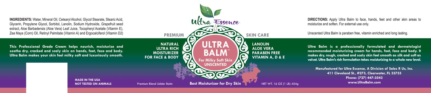 Ultra Balm Daily Moisturizer 16 oz – Unscented Hydration for Dry Skin