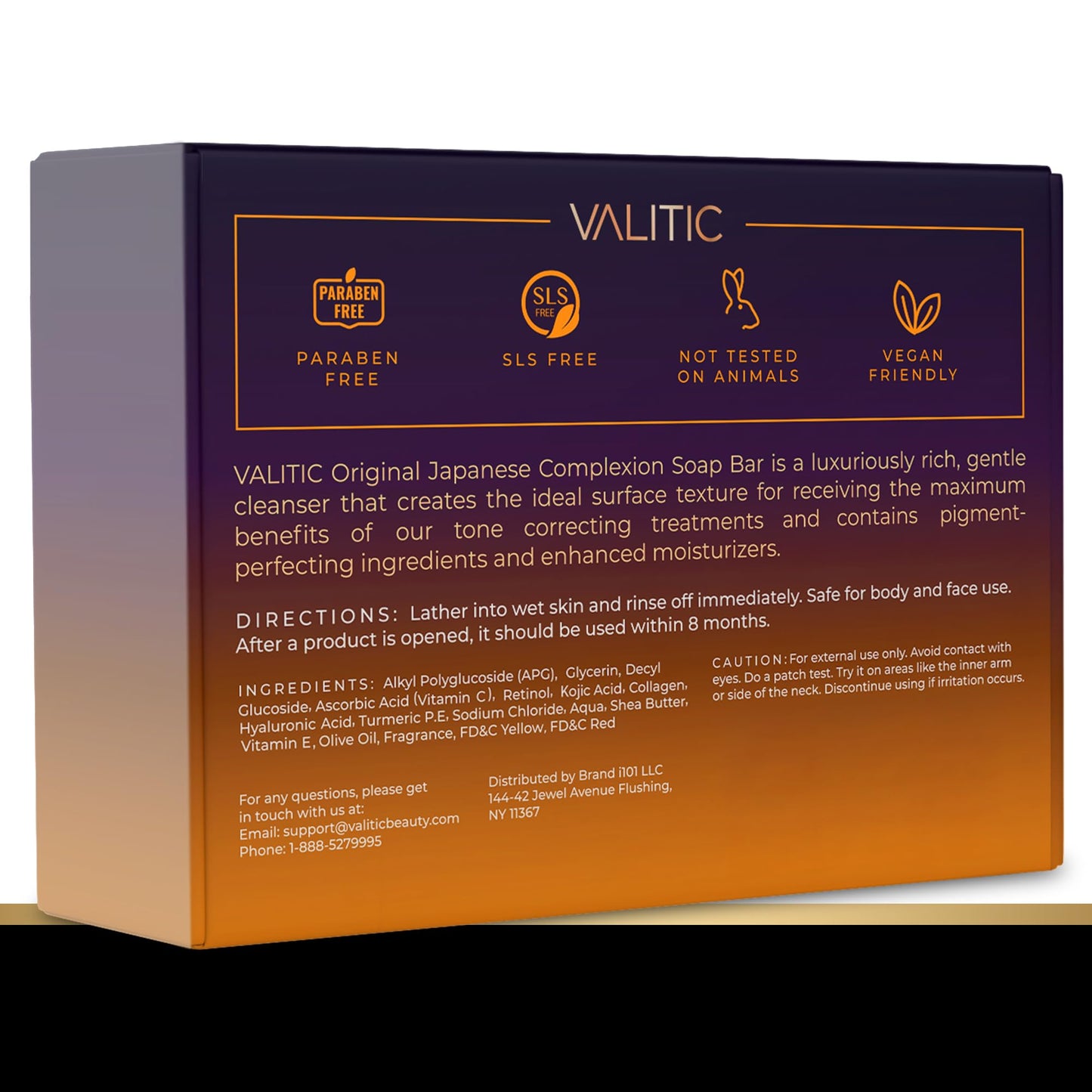 VALITIC Kojic Acid Vitamin C Retinol Soap Bars + Black Exfoliating Gloves — 4 Pack