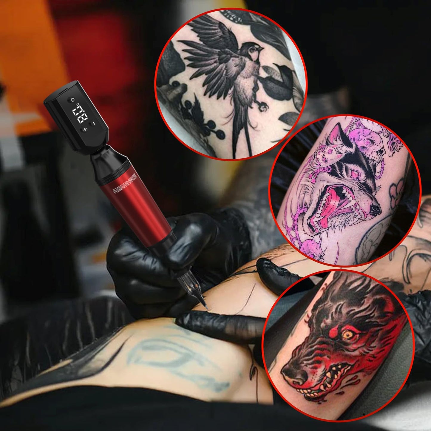 Wormhole Wireless Tattoo Machine Kit – Dual 1200mAh Power Supplies, 2 PCS, Cartridges & Inks, Beginner Friendly Rotary Pen