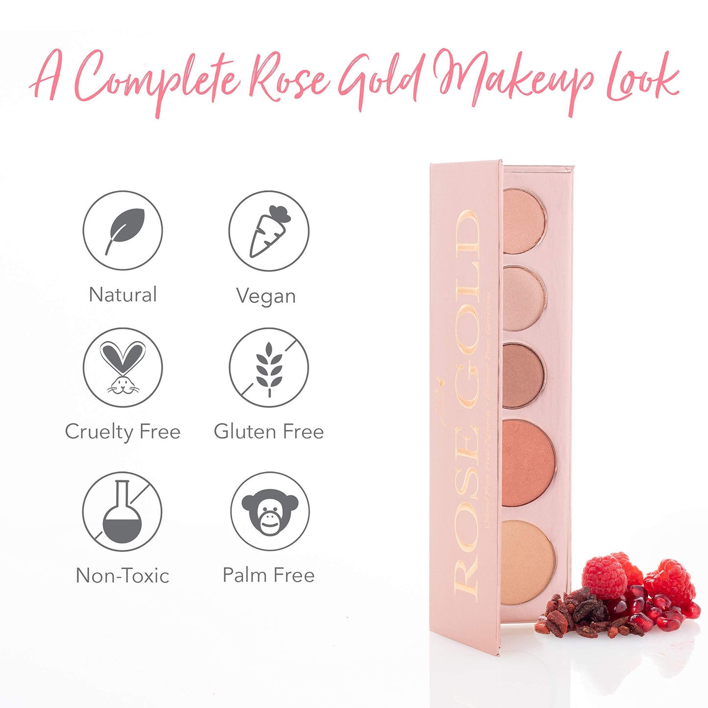 100% PURE Rose Gold Makeup Palette – All-In-One, Fruit Pigmented, Vegan