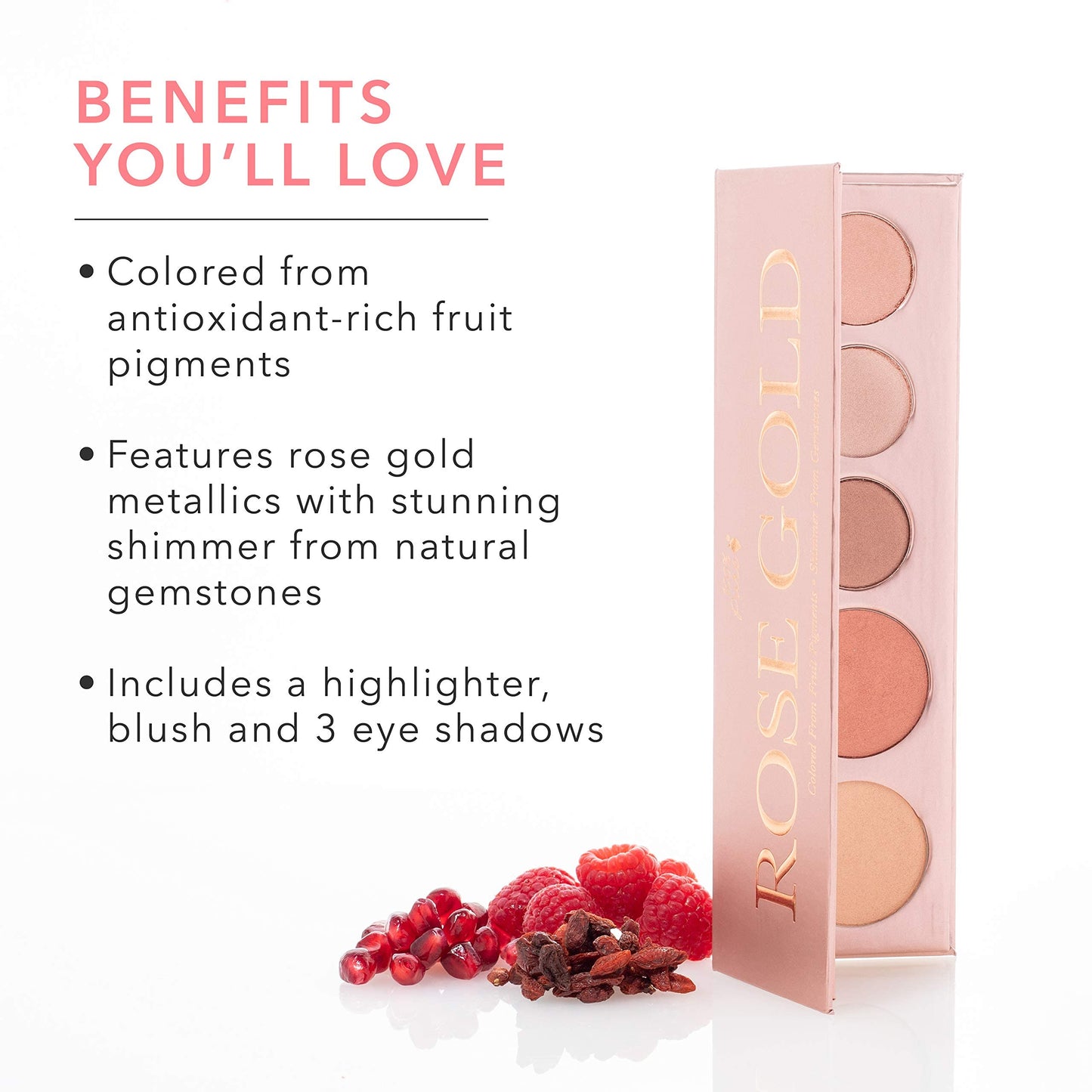 100% PURE Rose Gold Makeup Palette – All-In-One, Fruit Pigmented, Vegan