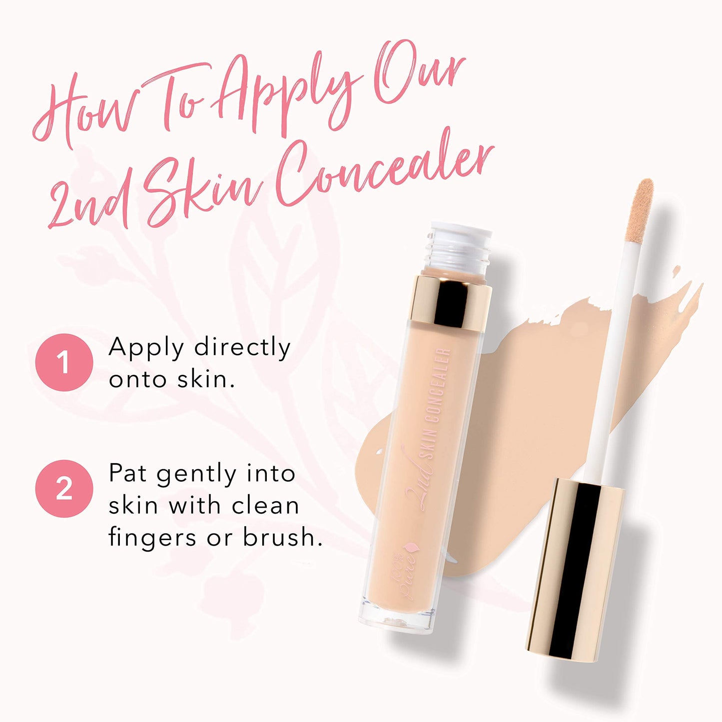 100% PURE 2nd Skin Concealer Shade 2 - Full Coverage, Lightweight, Fruit-Pigmented, Vegan