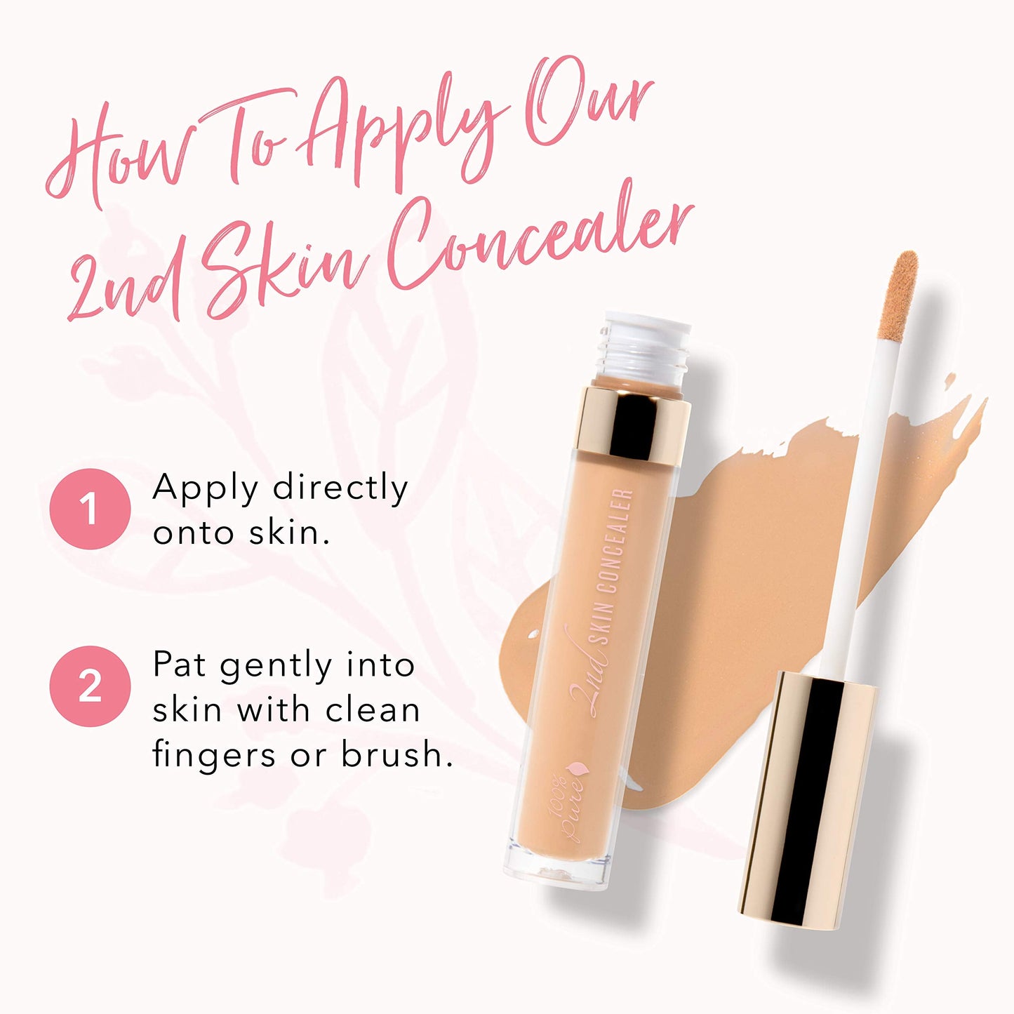 100% PURE 2nd Skin Concealer Shade 4 – Full Coverage, Lightweight, Fruit Pigmented, Vegan