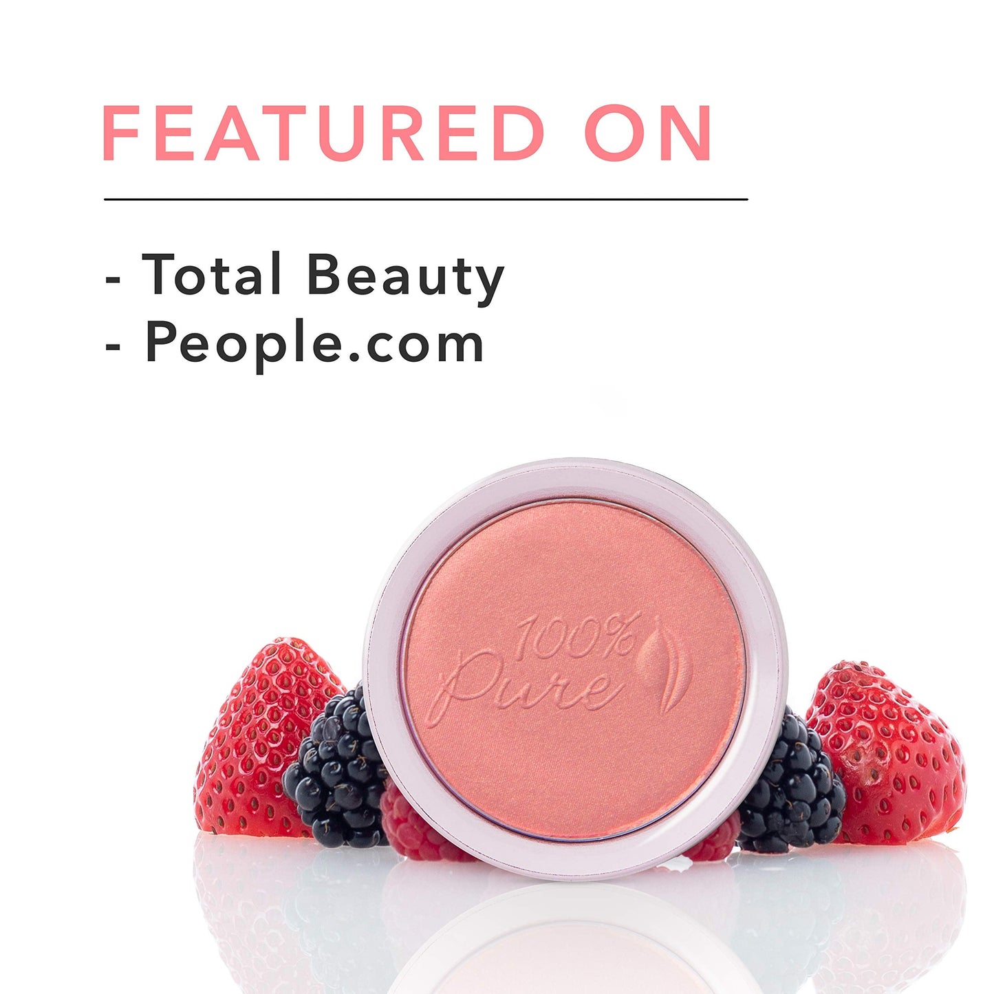 100% PURE Powder Blush Mimosa – Fruit Pigmented, Light Coral, Soft Shimmery Finish, Rosehip Oil & Cocoa Butter, 1.81 oz