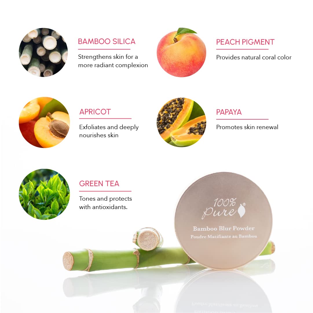 100% PURE Bamboo Blur Powder Tint – Tan Shade, Oil Control & Pore-Minimizing Matte Setting Powder