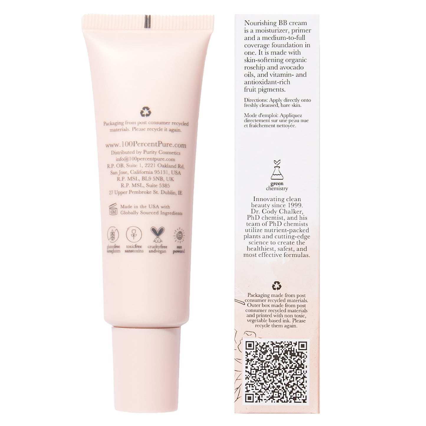 100% PURE BB Cream Shade 20 Aglow – All-in-One Primer, Concealer & Foundation (Dewy, Warm Undertone) – Vegan