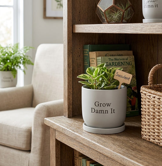 Country Living Ceramic Plant Pot - "Grow Damn It"