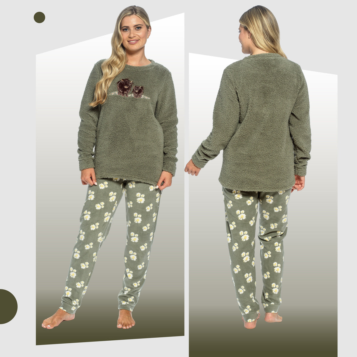Daisy Dreamer Womens Highland Cow Print Cotton Jersey Pyjama Set