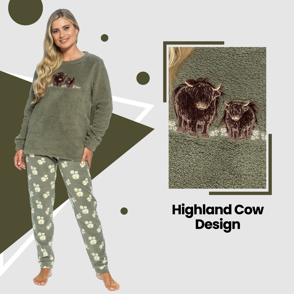 Daisy Dreamer Womens Highland Cow Print Cotton Jersey Pyjama Set