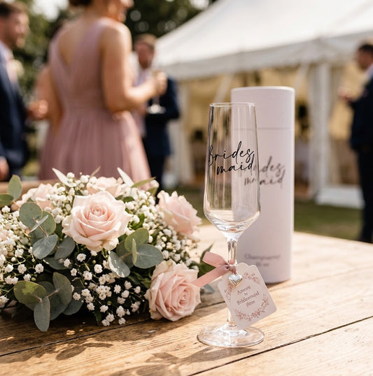 Amore Champagne Flute Black Words - Bridesmaid