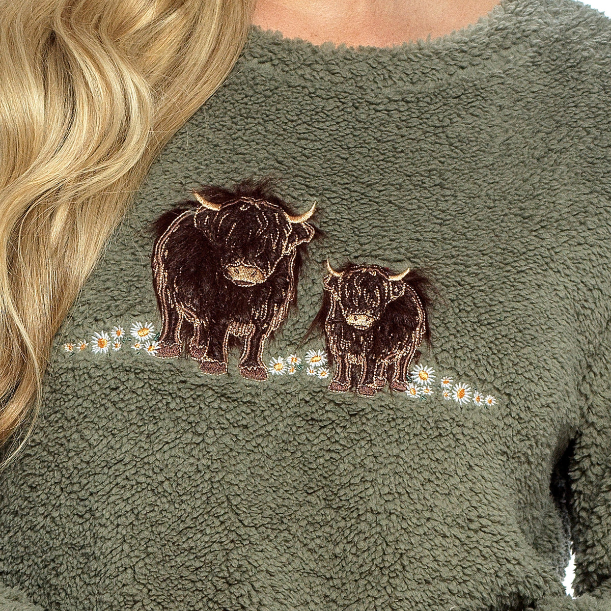 Daisy Dreamer Womens Highland Cow Print Cotton Jersey Pyjama Set