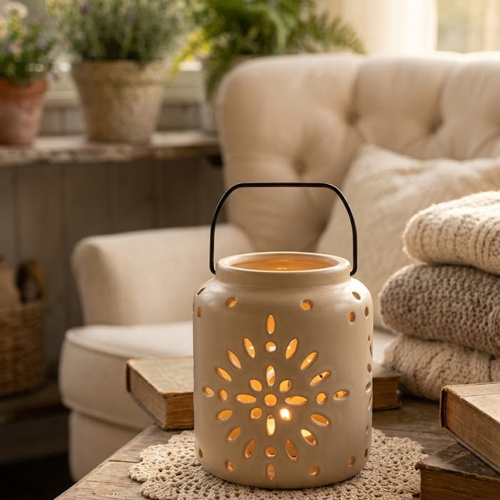 Country Living Ceramic Lantern - Stone