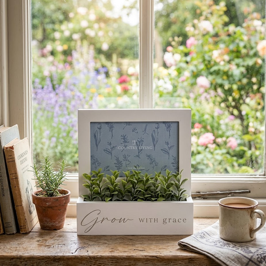 Country Living "Grow With Grace" Wooden Photo Frame And Planter