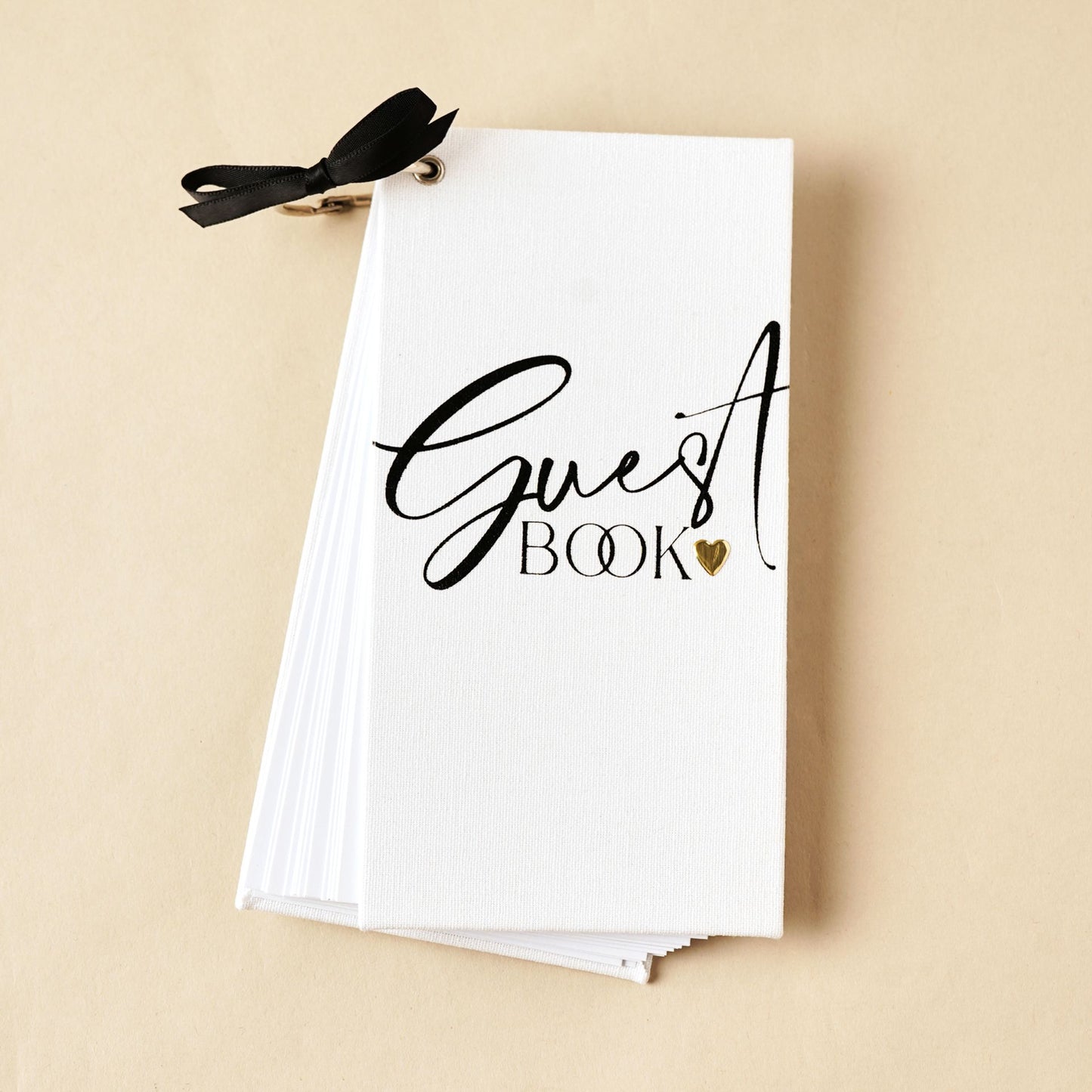 Amore Single Ring Bound Linen Guest Book