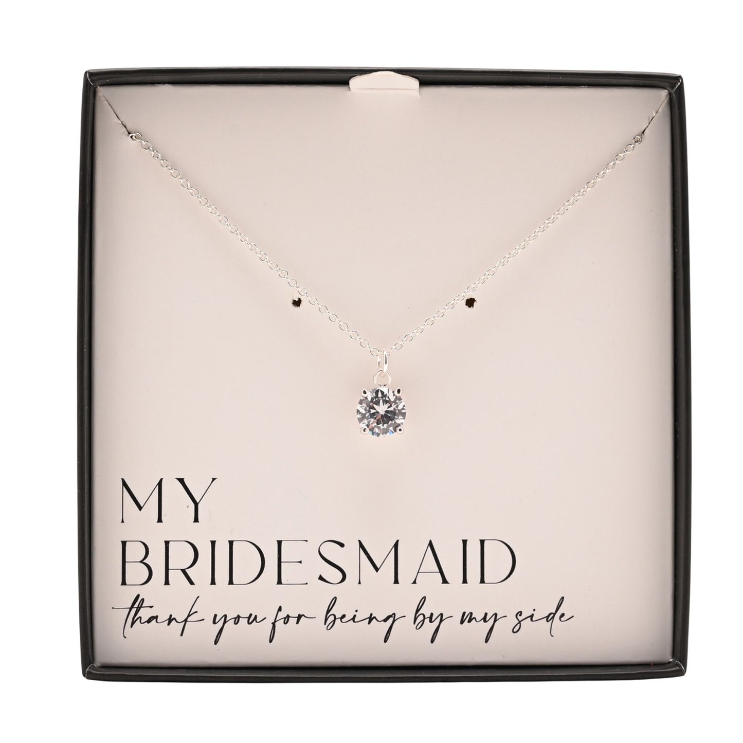 Amore Silver Plated Necklace Crystal Pendant - Bridesmaid