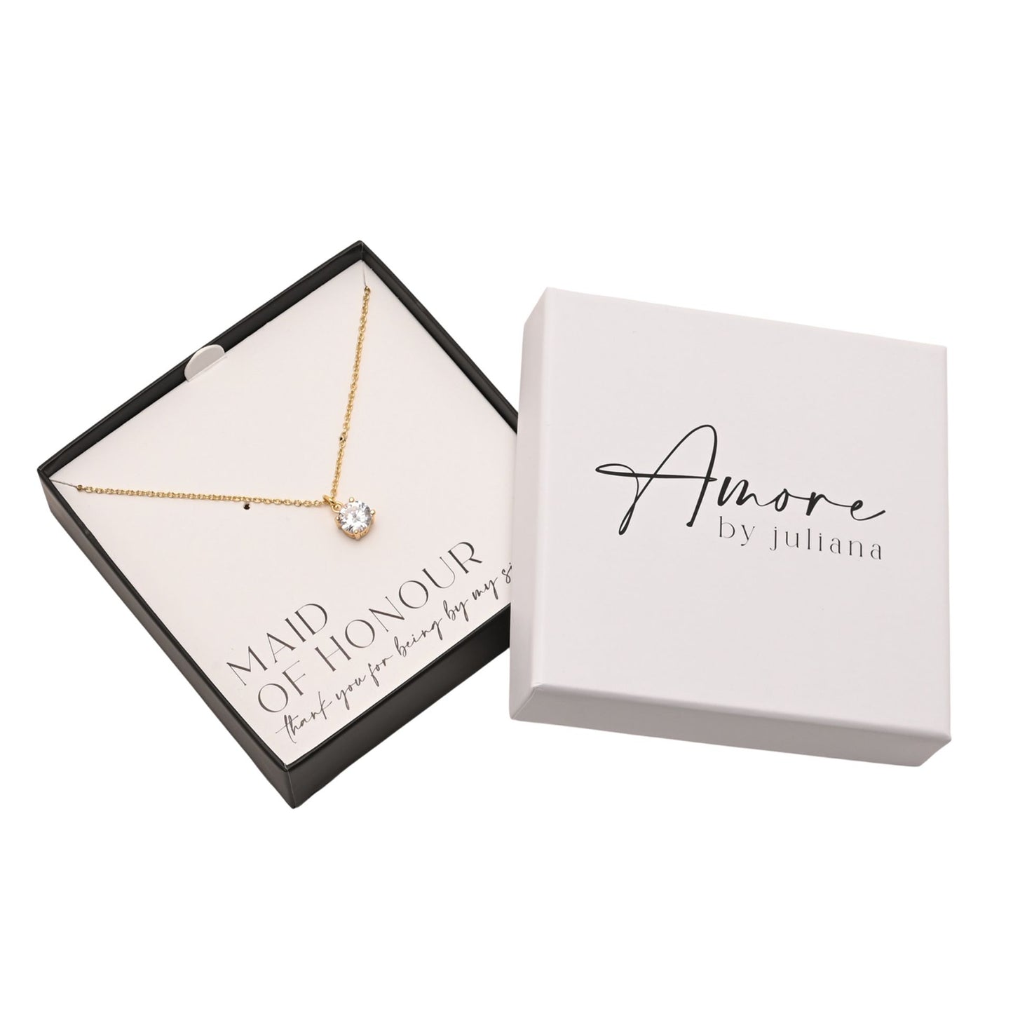 Amore Gold Plated Necklace Crystal Pendant - Maid Of Honour
