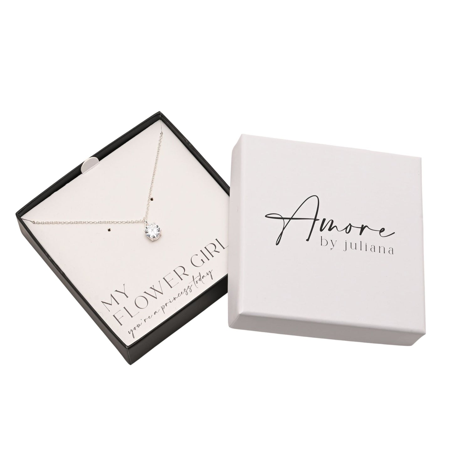 Amore Silver Plated Necklace Crystal Pendant - Flower Girl