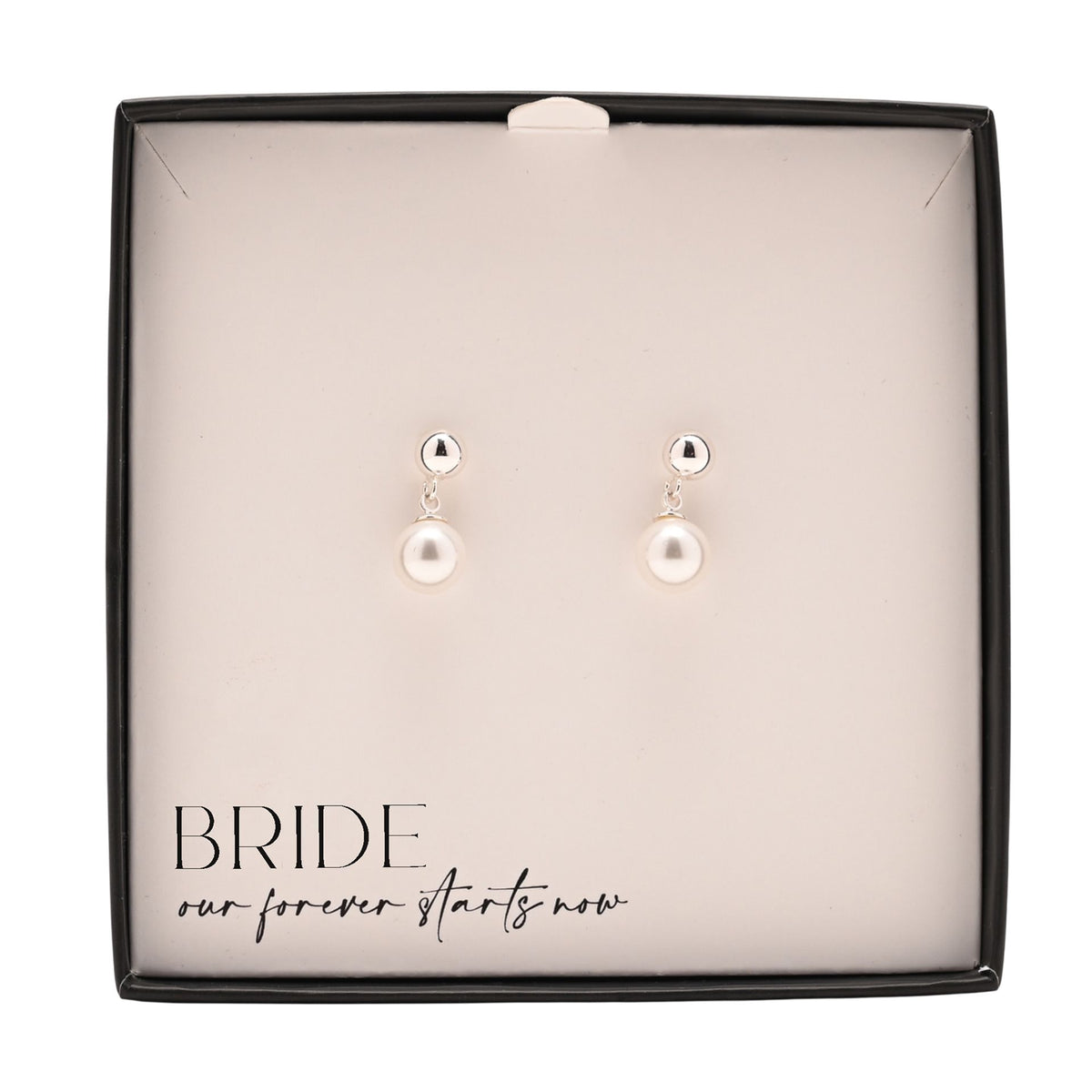 Amore Silver Plated Earrings Faux Pearl - Bride
