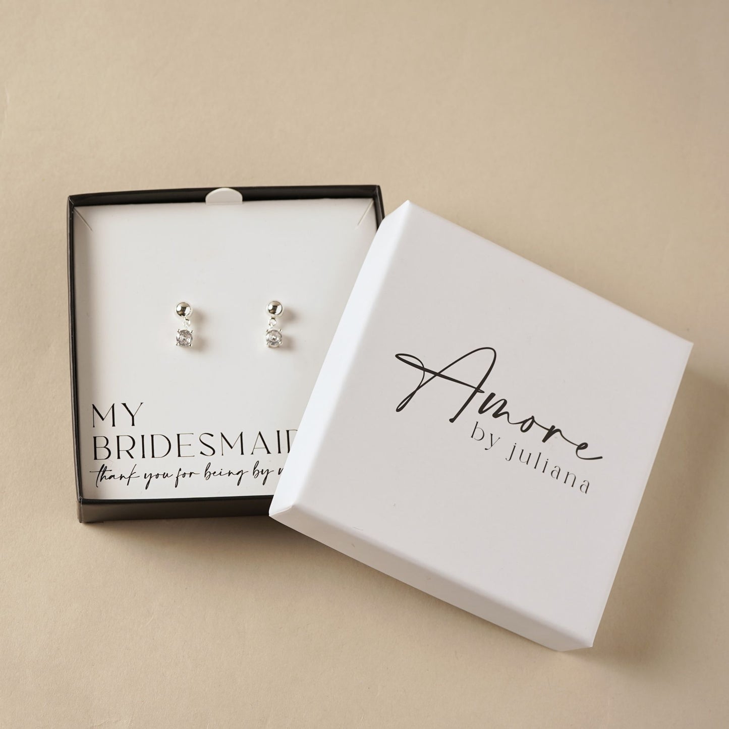 Amore Silver Plated Earrings Crystal - Bridesmaid