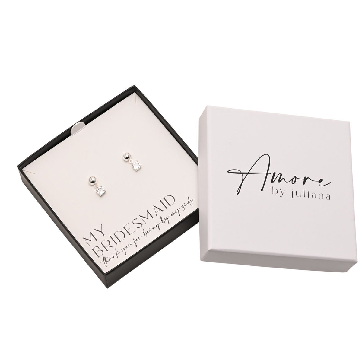Amore Silver Plated Earrings Crystal - Bridesmaid