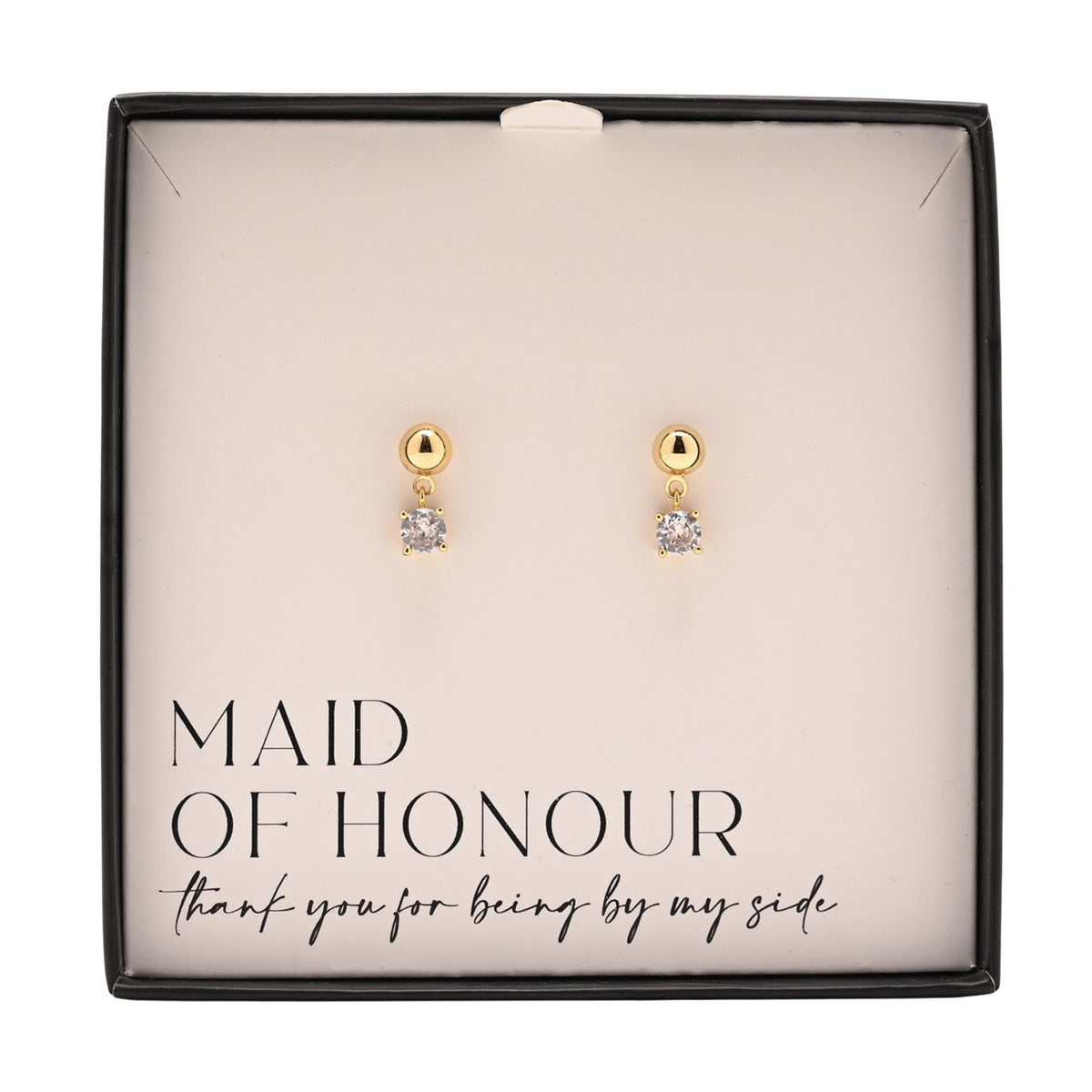 Amore Gold Plated Earrings Crystal - Maid Of Honour