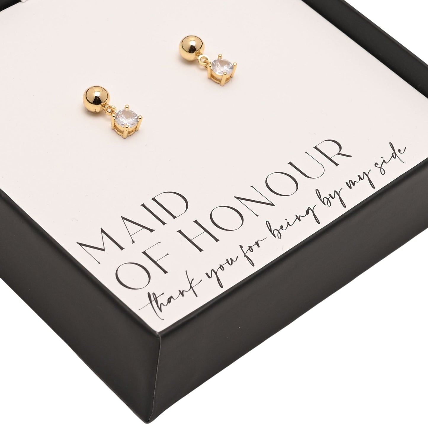 Amore Gold Plated Earrings Crystal - Maid Of Honour