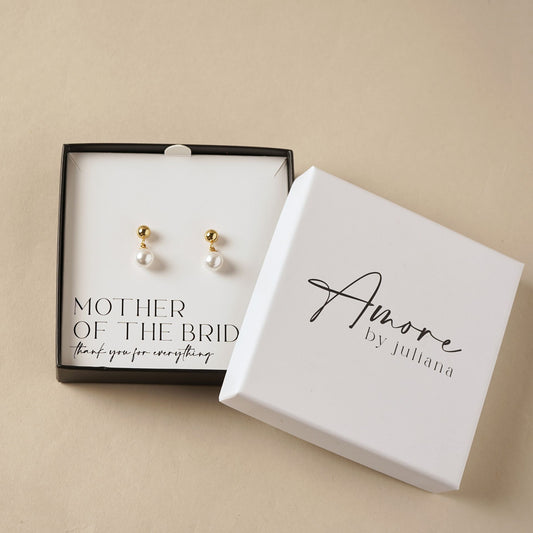 Amore Gold Plated Earrings Faux Pearl - Mother Of The Bride