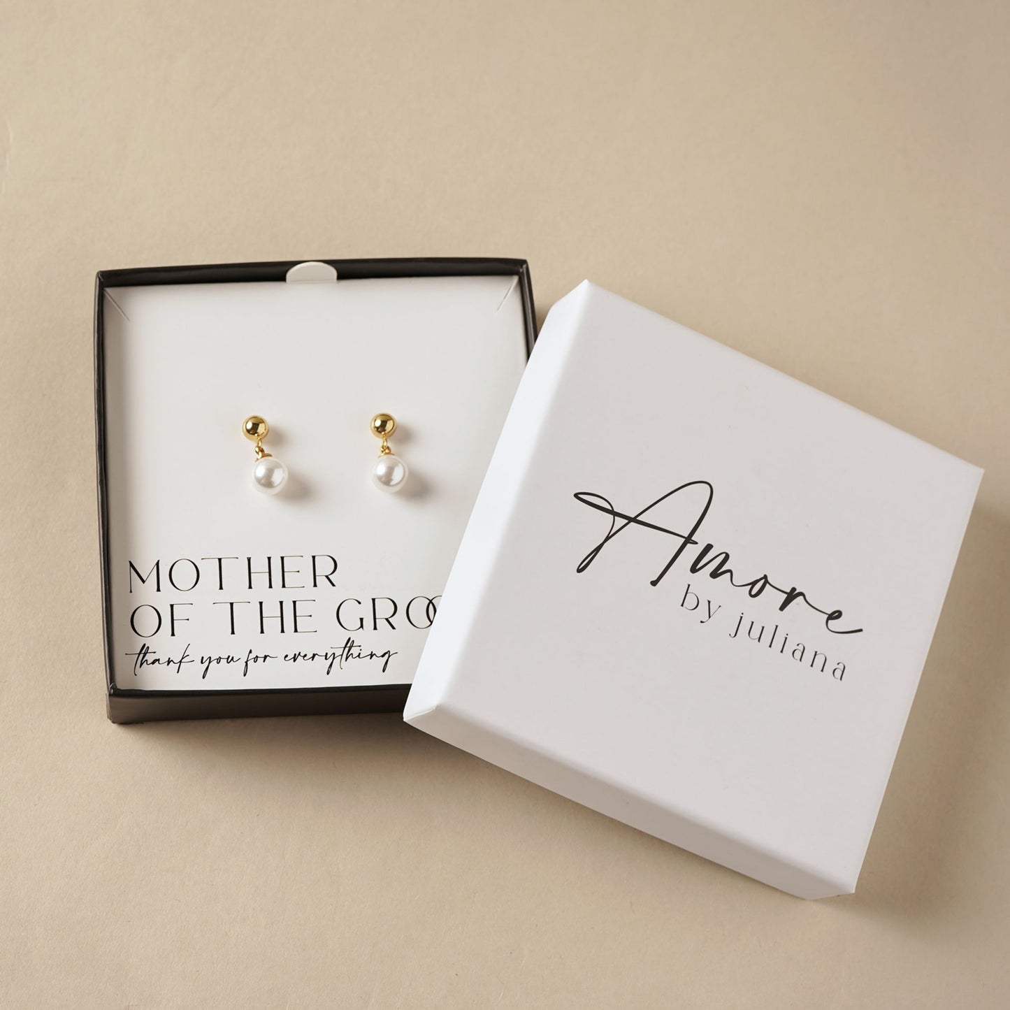 Amore Gold Plated Earrings Faux Pearl - Mother Of The Groom
