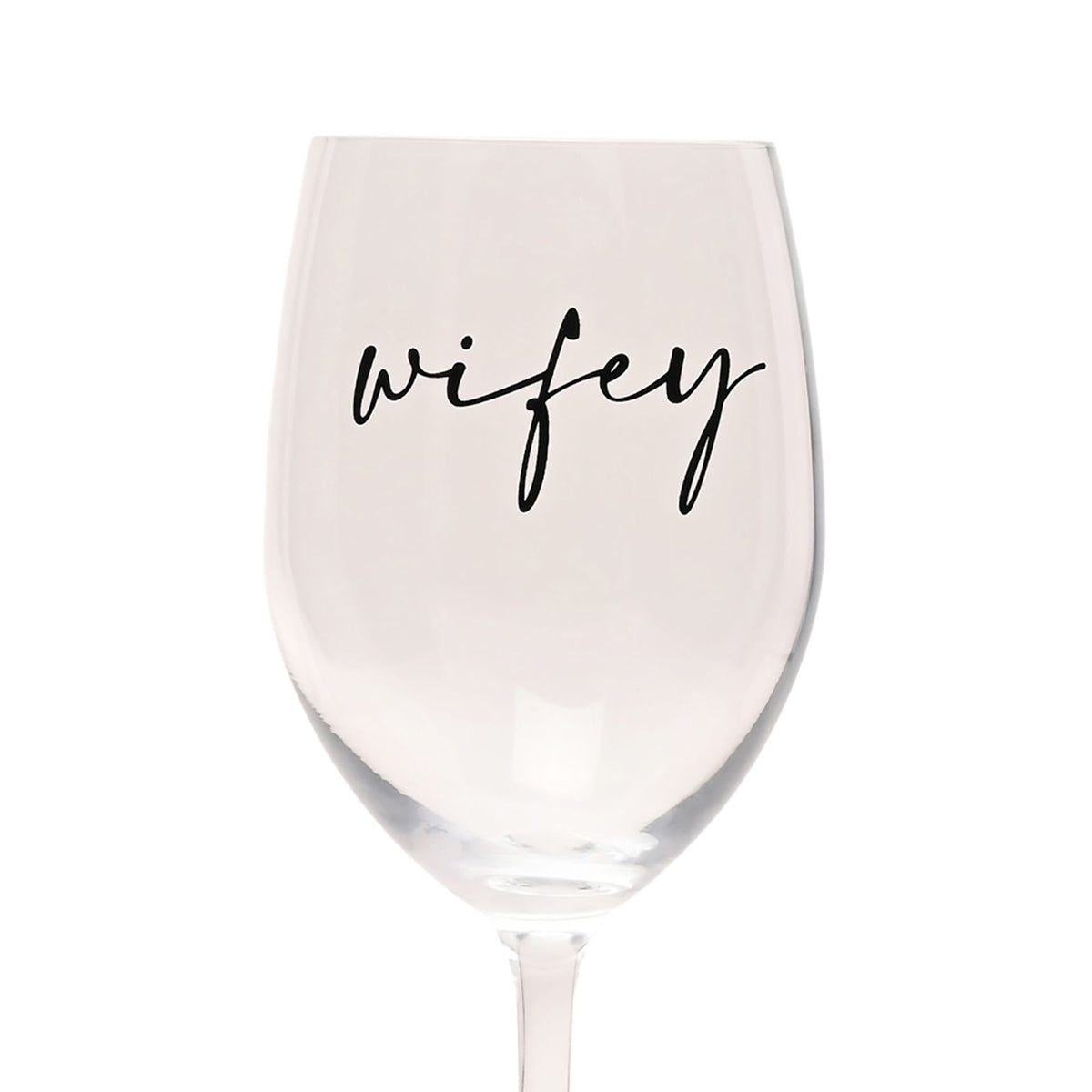 Amore Wine Glass Black Words - Wifey