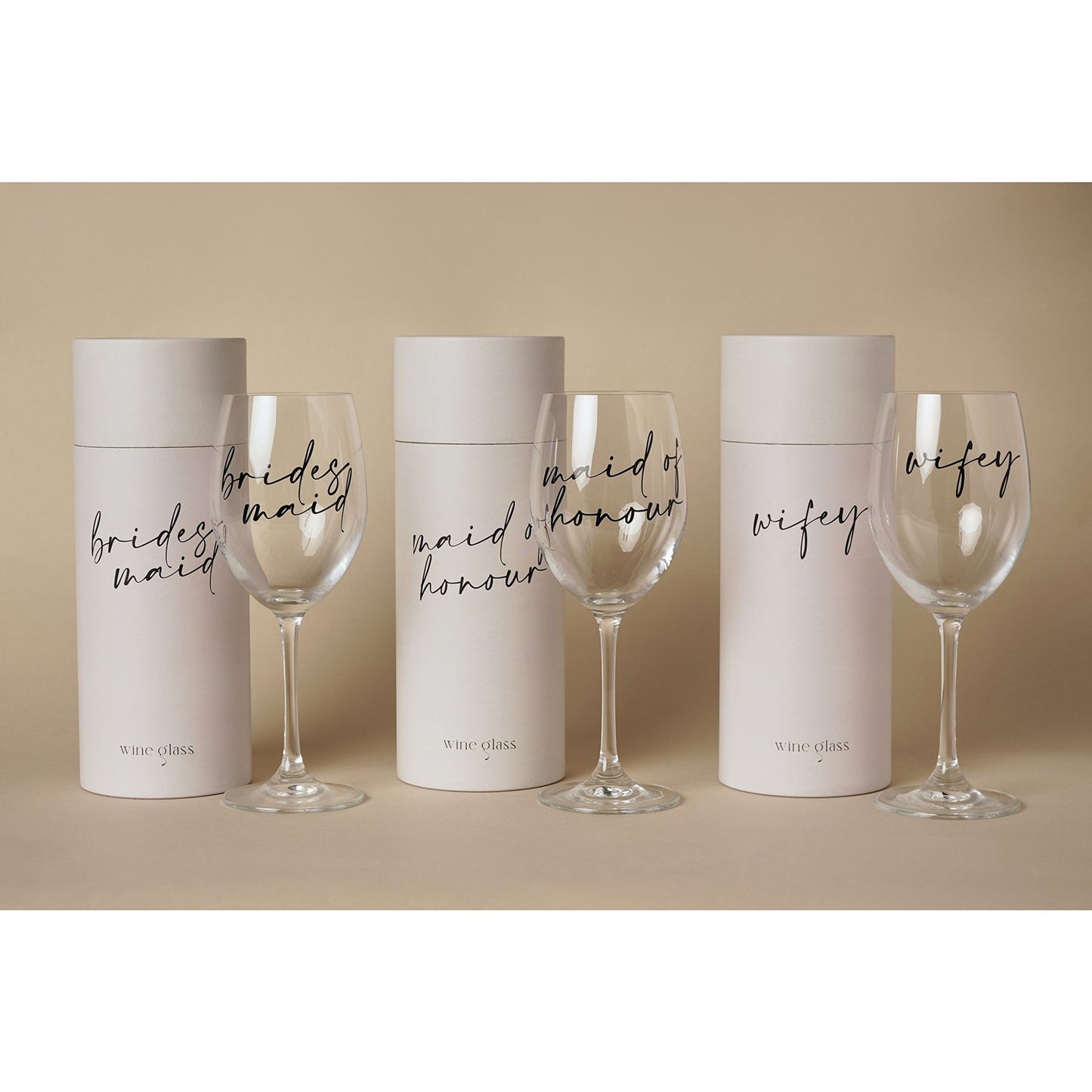 Amore Wine Glass Black Words - Wifey
