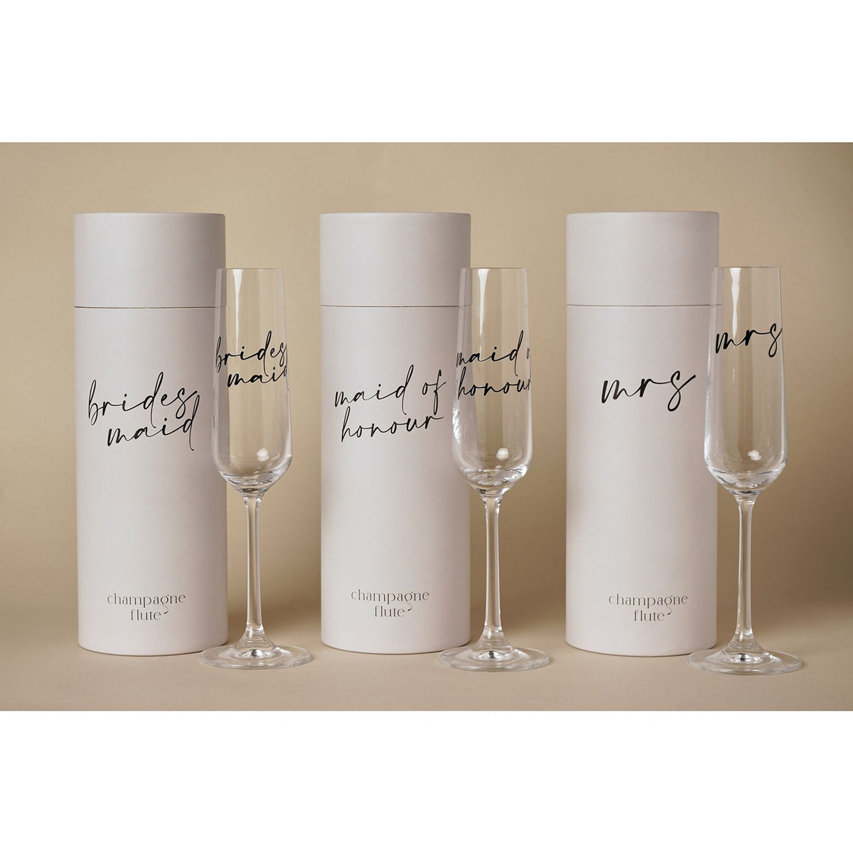 Amore Champagne Flute Black Words - Bridesmaid