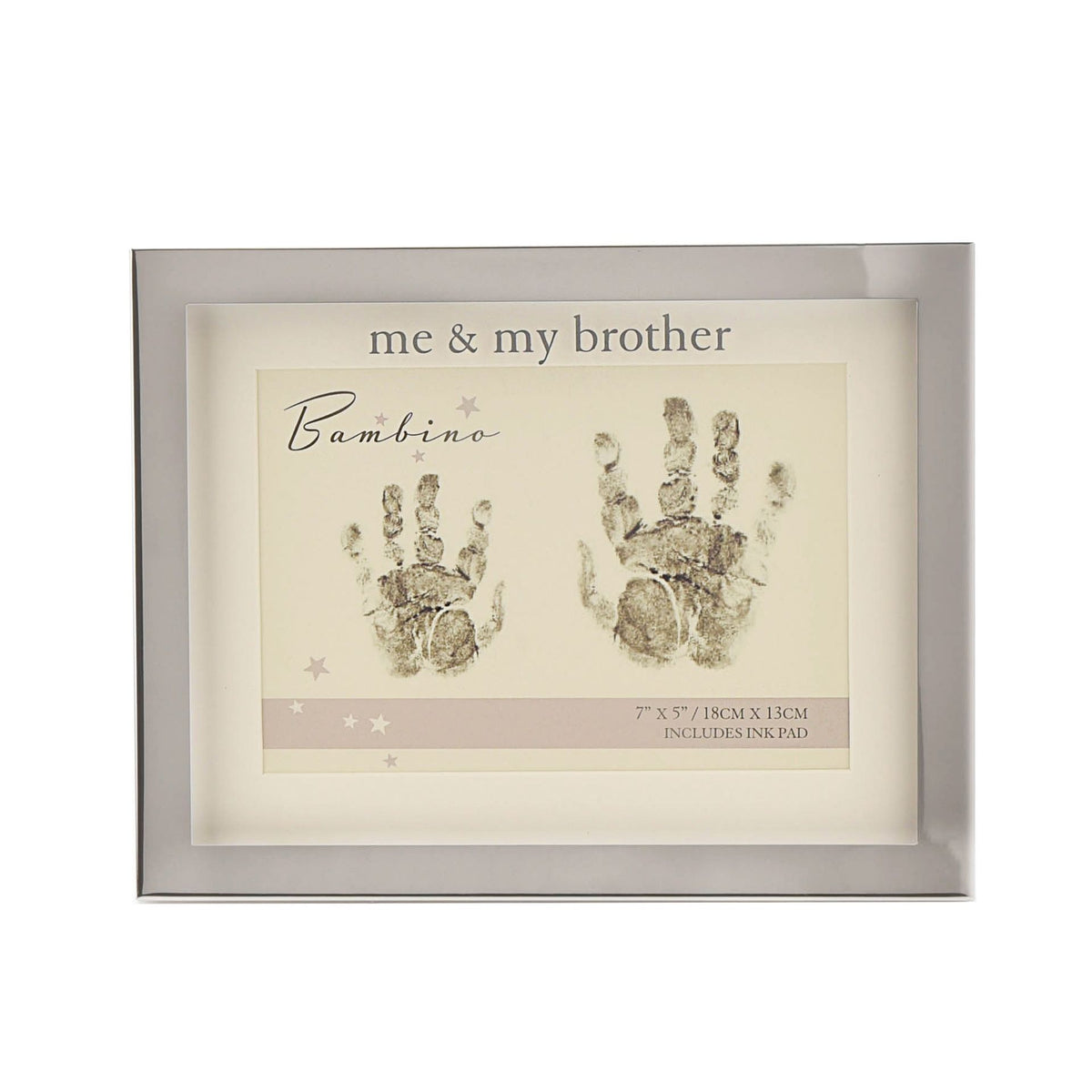 Bambino Silver col. Hand Print Frame  Me & My Brother 7"x5"