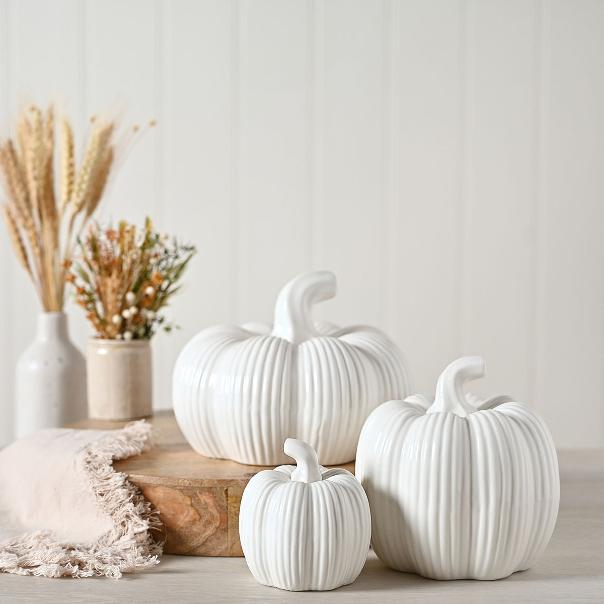 Country Living White Pumpkin Ornament