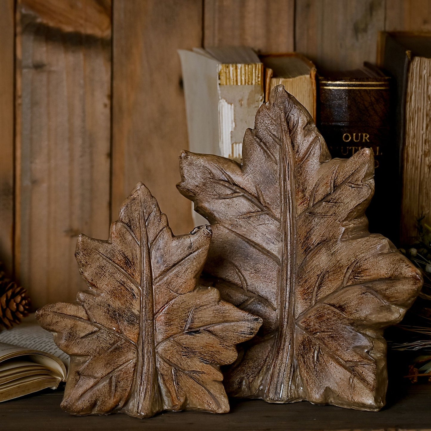 Country Living Wood Effect Resin Leaf - Small