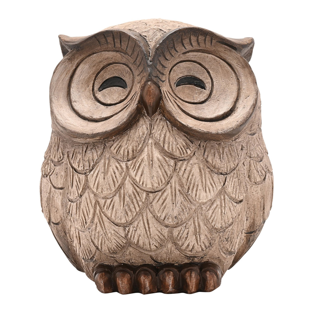 Country Living Wood Effect Resin Owl Sleeping