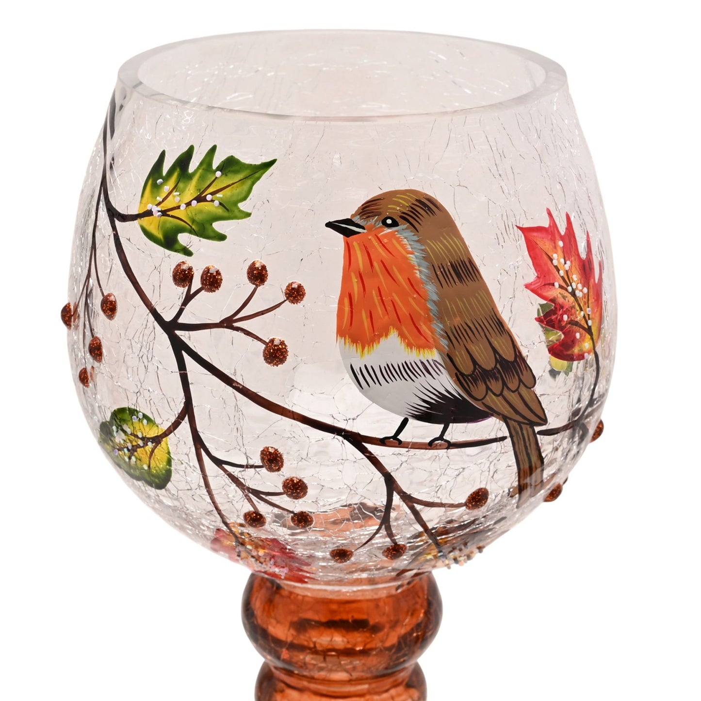 Set of 3 Country Living Autumn Robin Candle Holder 13x30cm, 13x35cm & 13x40cm