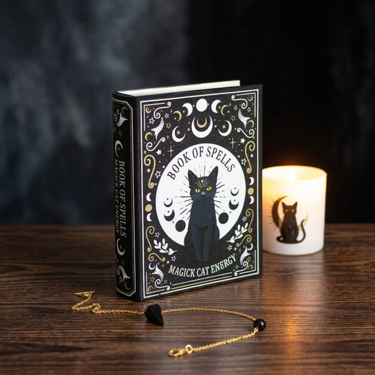 Black Cat Magick Book of Spells Shaped Storage Box