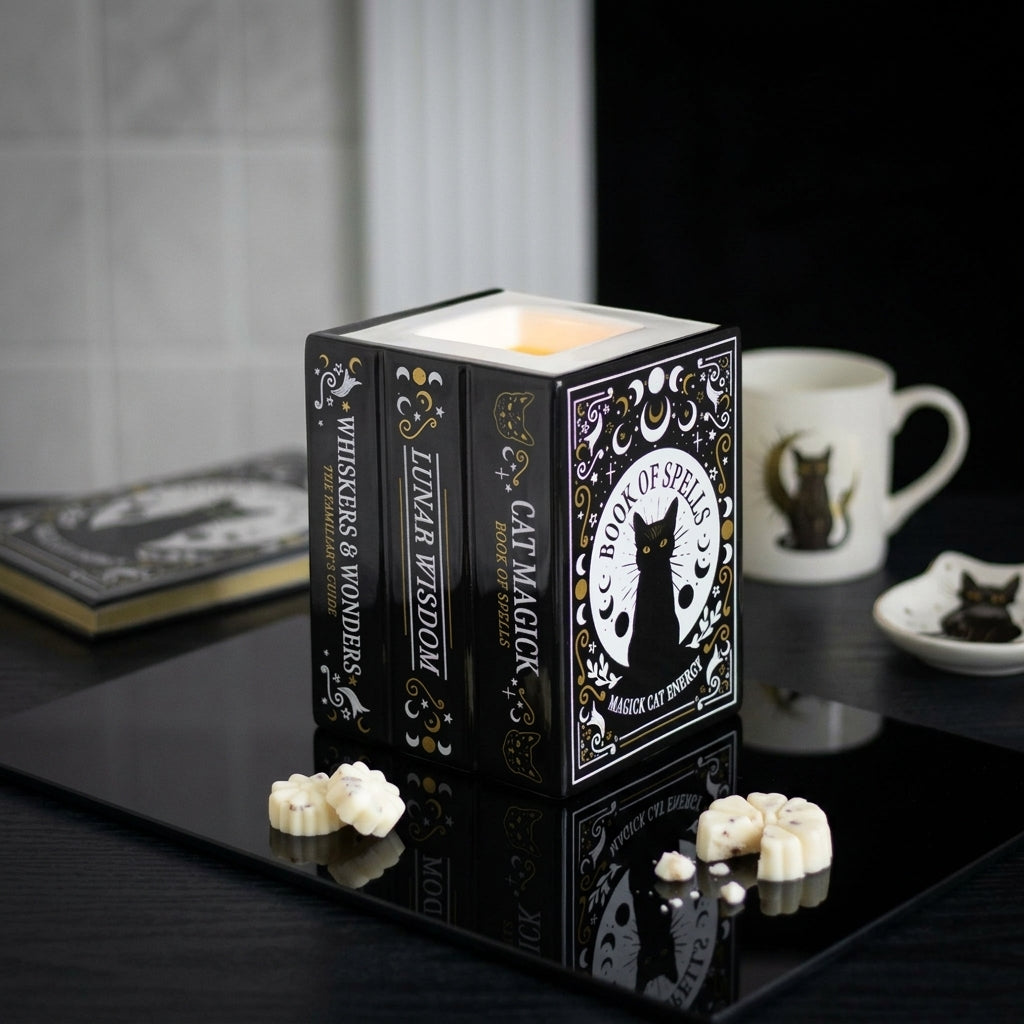 Black Cat Book of Spells Oil Burner and Wax Warmer