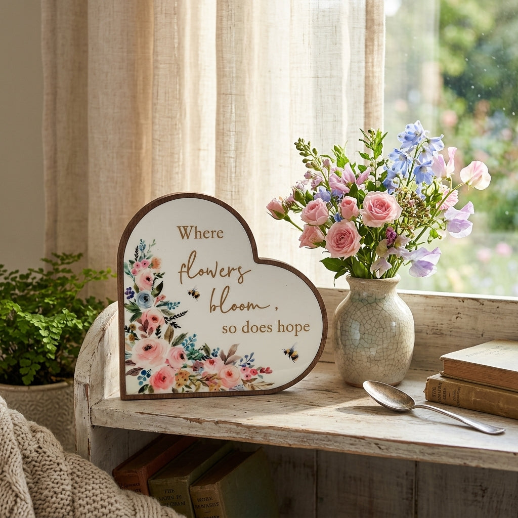 The Cottage Garden Mantel Heart Plaque - Hope