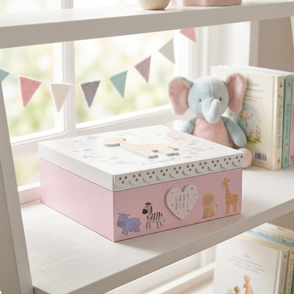 Petit Cheri Giraffe Keepsake Box - Baby Girl