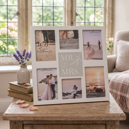 Amore Multi Apperture Photo Frame 35.5cm Mr & Mrs