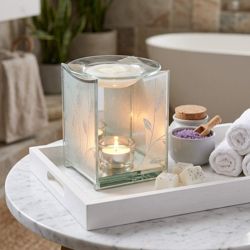 Hestia Glitter Leaf Design Oil Burner
