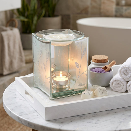 Hestia Glitter Leaf Design Oil Burner