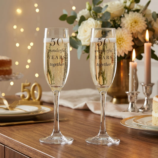 Amore Champagne Flutes Set of 2 - 50th Anniversary