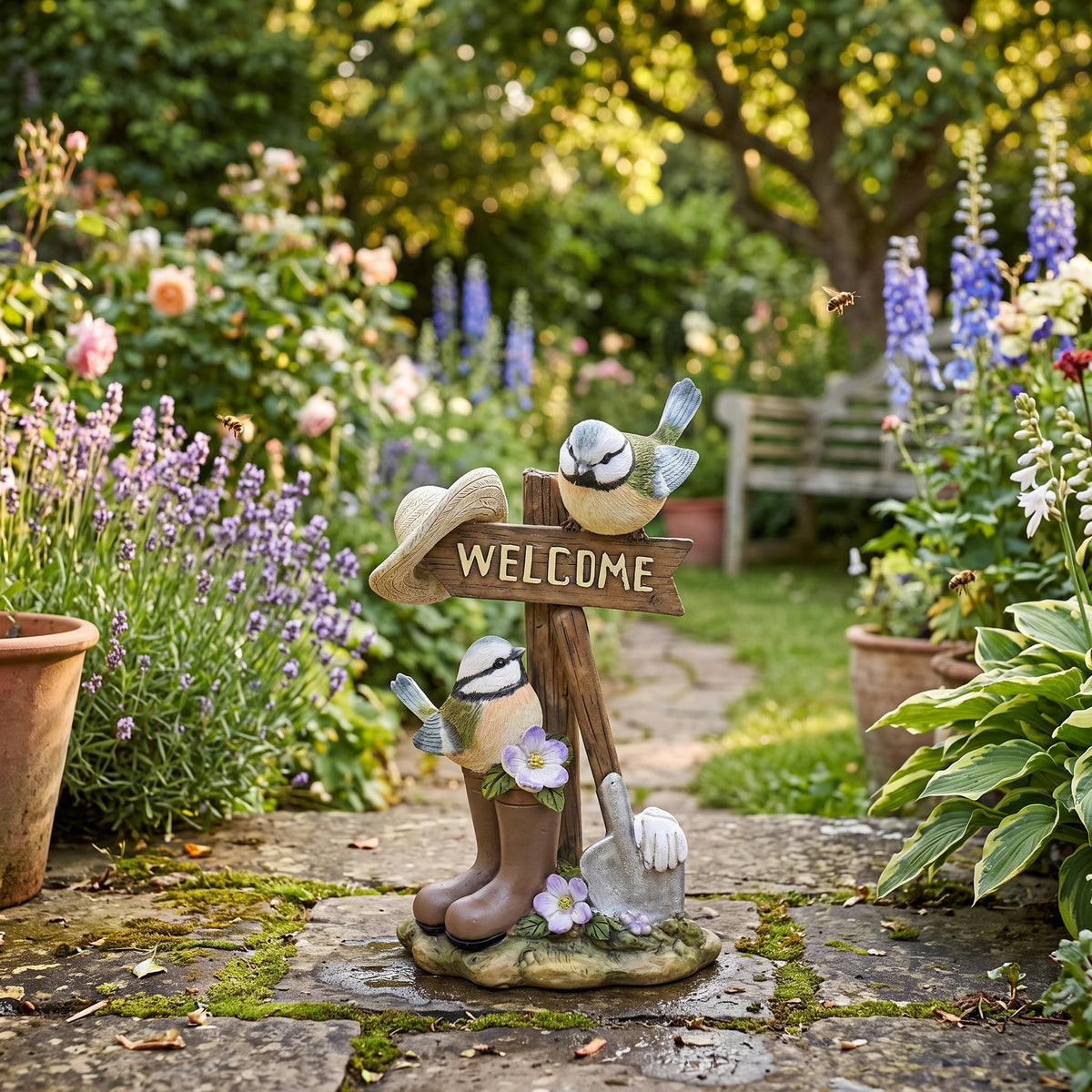 Country Living Blue Tits Welcome Sign
