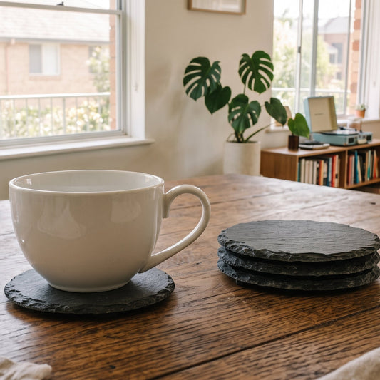 Set of Four Round Slate Coasters