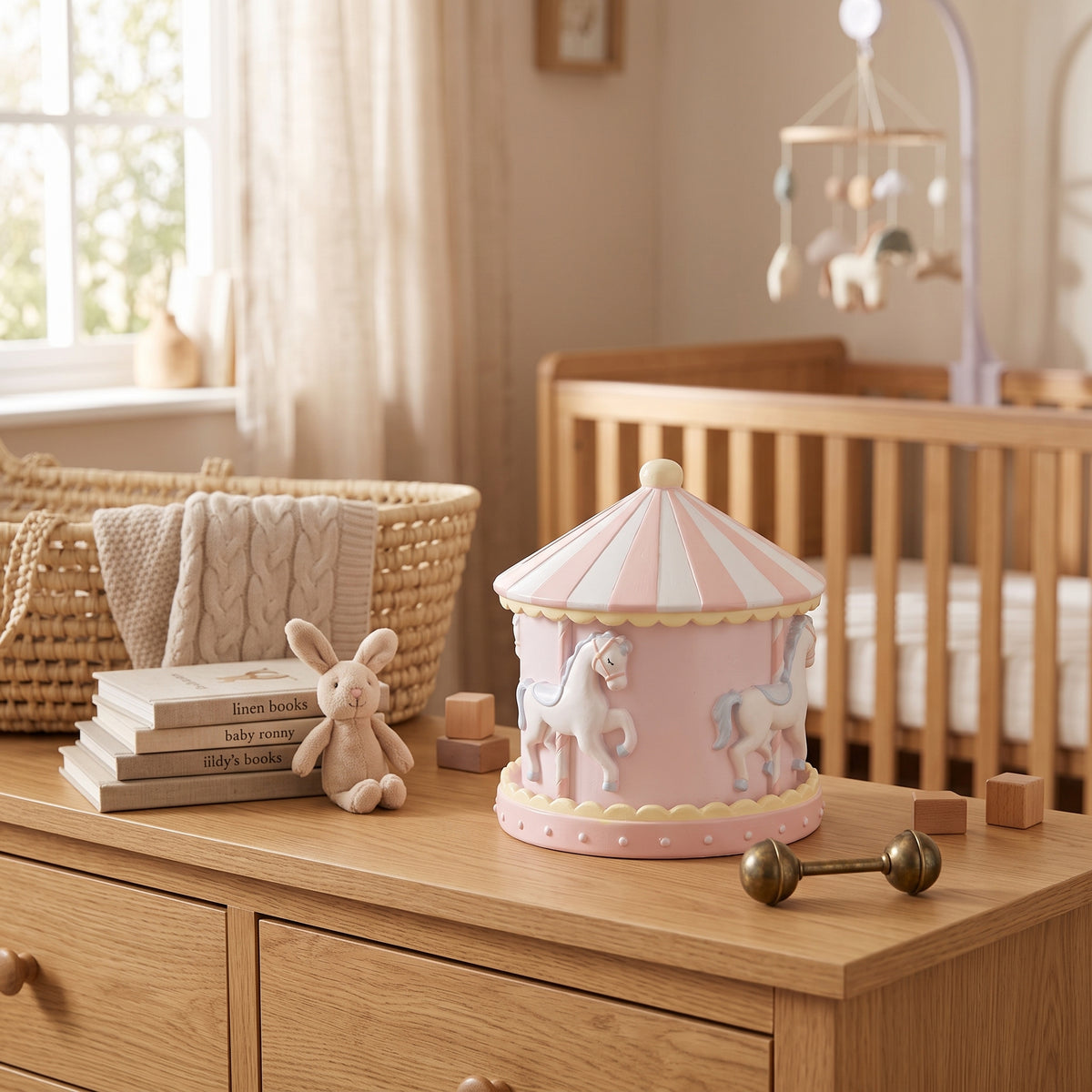 Hello Baby Carousel Money Box 11cm - Pink