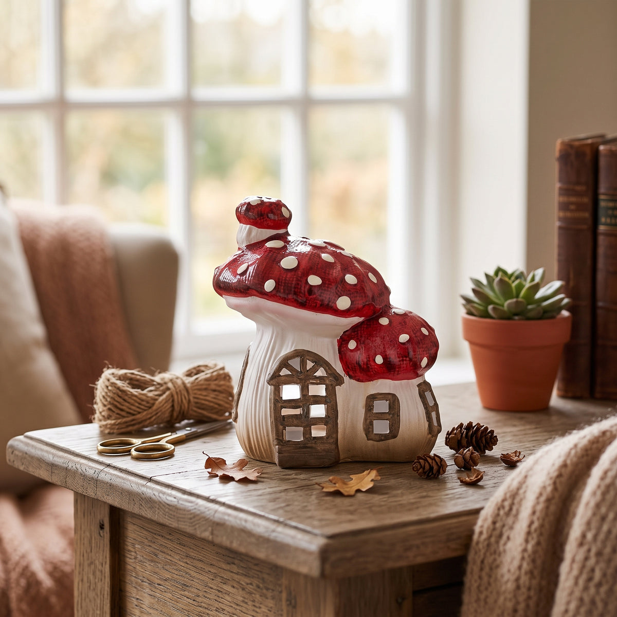 Country Living Multi Toadstool Cottage Candle Holder