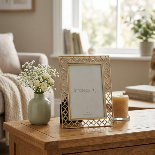 Lattice Cut Metal Photo Frame  - 4" x 6"